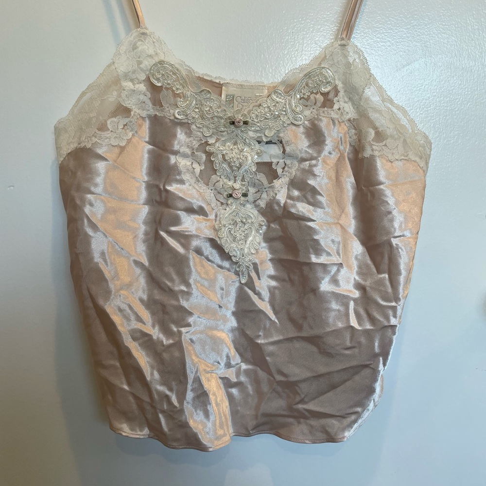 Vintage Elegant Lace Trimmed Satin Camisole